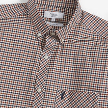 Load image into Gallery viewer, Rust/Navy Short Sleeve Gingham Stretch Oxford Shirt - Allsport