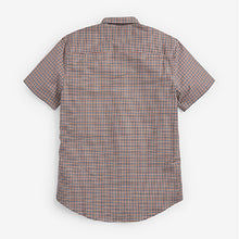 Load image into Gallery viewer, Rust/Navy Short Sleeve Gingham Stretch Oxford Shirt - Allsport