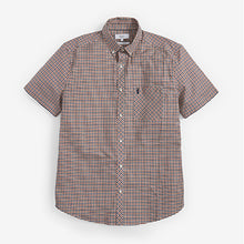 Load image into Gallery viewer, Rust/Navy Short Sleeve Gingham Stretch Oxford Shirt - Allsport