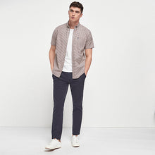 Load image into Gallery viewer, Rust/Navy Short Sleeve Gingham Stretch Oxford Shirt - Allsport