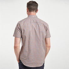 Load image into Gallery viewer, Rust/Navy Short Sleeve Gingham Stretch Oxford Shirt - Allsport