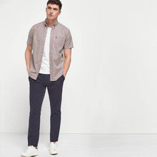 Load image into Gallery viewer, Rush/Navy Regular Fit Regular Fit Short Sleeve Gingham Stretch Oxford Shirt - Allsport