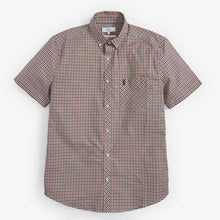 Load image into Gallery viewer, Rush/Navy Regular Fit Regular Fit Short Sleeve Gingham Stretch Oxford Shirt - Allsport