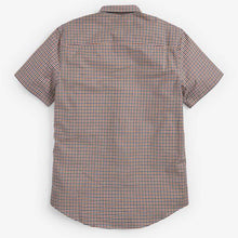 Load image into Gallery viewer, Rush/Navy Regular Fit Regular Fit Short Sleeve Gingham Stretch Oxford Shirt - Allsport