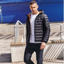 Load image into Gallery viewer, Navy Shower Resistant Hooded Puffer Coat With DuPont Sorona® Insulation - Allsport