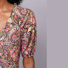 Load image into Gallery viewer, Paisley Print Crepe Wrap Dress - Allsport