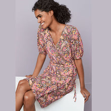 Load image into Gallery viewer, Paisley Print Crepe Wrap Dress - Allsport