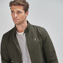 Load image into Gallery viewer, Khaki Green Shower Resistant Harrington Jacket With Check Lining