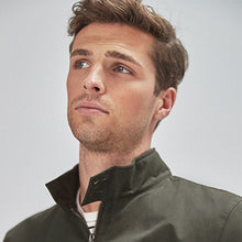 Load image into Gallery viewer, Khaki Green Shower Resistant Harrington Jacket With Check Lining