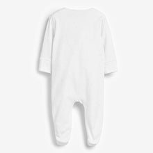 Load image into Gallery viewer, White Baby I'm New Here Zip Sleepsuit And Hat (0-6mths)