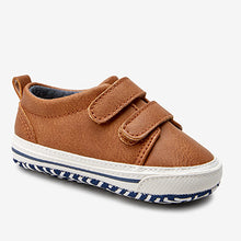 Load image into Gallery viewer, Tan Brown Baby Two Strap Pram Shoes (0-18mths)