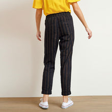Load image into Gallery viewer, Black / Bronze Stripe Linen Blend Taper Trousers - Allsport