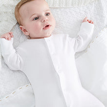 Load image into Gallery viewer, White 5 Pack Essentials Baby Sleepsuits (0-18mths)