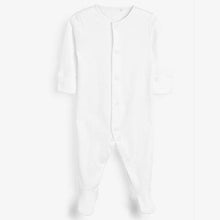 Load image into Gallery viewer, White 5 Pack Essentials Sleepsuits (0-9mths) - Allsport