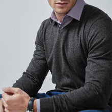 Load image into Gallery viewer, Charcoal Grey V-Neck Cotton Rich Jumper - Allsport