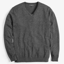 Load image into Gallery viewer, Charcoal Grey V-Neck Cotton Rich Jumper - Allsport