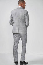 Load image into Gallery viewer, Light Grey / Blue Skinny Fit Check Suit: Jacket - Allsport