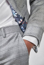 Load image into Gallery viewer, Light Grey / Blue Skinny Fit Check Suit: Jacket - Allsport