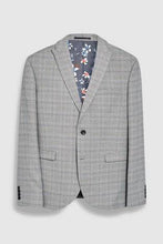 Load image into Gallery viewer, Light Grey / Blue Skinny Fit Check Suit: Jacket - Allsport