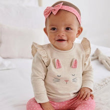 Load image into Gallery viewer, Pink Bunny 3 Piece Baby Sweater, Leggings & Headband Set (0mths-18mths) - Allsport
