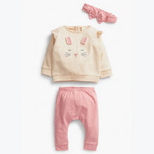 Load image into Gallery viewer, Pink Bunny 3 Piece Baby Sweater, Leggings & Headband Set (0mths-18mths) - Allsport