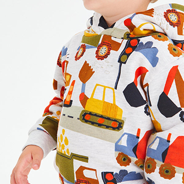 Ecru White Digger Print Hoodie (3mths-5yrs)