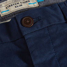 Load image into Gallery viewer, Dark Blue Slim Fit Stretch Chinos Trousers