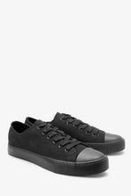 Load image into Gallery viewer, Black Baseball Canvas Lace-Up Trainers - Allsport