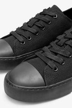 Load image into Gallery viewer, Black Baseball Canvas Lace-Up Trainers - Allsport