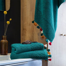 Load image into Gallery viewer, Drap de Douche  coton Bukhara bleu prusse (70x130) - Allsport