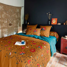 Load image into Gallery viewer, Housse de couette réversible coton et lin Bukhara curcuma (260x240) - Allsport