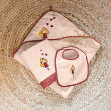 Load image into Gallery viewer, Cape de bain (Burnous) coton biologique Dessine blush (80x80) - Allsport