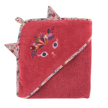 Load image into Gallery viewer, Cape de bain (Burnous) coton Kittyful cassis (80x80) - Allsport