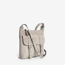 Load image into Gallery viewer, Grey Leather Cross-Body Messenger Bag - Allsport