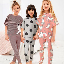 Load image into Gallery viewer, Pink/Black 3 Pack Cat Legging Pyjamas (3-12yrs) - Allsport