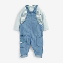 Load image into Gallery viewer, Blue Denim Baby Dungarees And Bodysuit Set (0mths-18mths) - Allsport