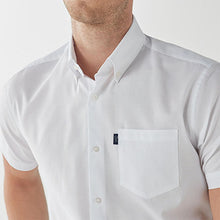 Load image into Gallery viewer, White Regular Fit Short Sleeve Easy Iron Button Down Oxford Shirt