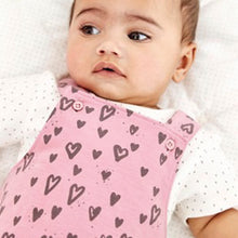 Load image into Gallery viewer, Pink Heart Print Dungarees Set (0mths-18mths) - Allsport