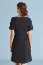Load image into Gallery viewer, Navy Marl Tailored Short Sleeve Skater Dress - Allsport