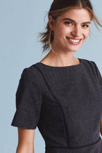 Load image into Gallery viewer, Navy Marl Tailored Short Sleeve Skater Dress - Allsport