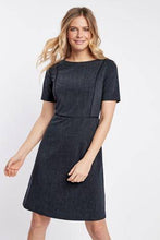 Load image into Gallery viewer, Navy Marl Tailored Short Sleeve Skater Dress - Allsport