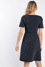 Load image into Gallery viewer, Navy Marl Tailored Short Sleeve Skater Dress - Allsport