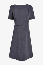 Load image into Gallery viewer, Navy Marl Tailored Short Sleeve Skater Dress - Allsport
