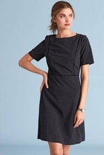 Load image into Gallery viewer, Navy Marl Tailored Short Sleeve Skater Dress - Allsport