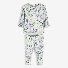 Load image into Gallery viewer, Teal Blue Green Floral Baby Top And Legging Set (0-18mths)