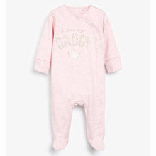 Load image into Gallery viewer, Pink/White 2 Pack Mummy And Daddy Elephant Sleepsuits (0MTH-18MTHS) - Allsport