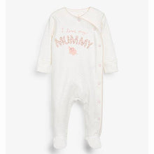 Load image into Gallery viewer, Pink/White 2 Pack Mummy And Daddy Elephant Sleepsuits (0MTH-18MTHS) - Allsport