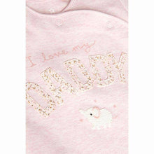 Load image into Gallery viewer, Pink/White 2 Pack Mummy And Daddy Elephant Sleepsuits (0MTH-18MTHS) - Allsport