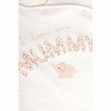 Load image into Gallery viewer, Pink/White 2 Pack Mummy And Daddy Elephant Sleepsuits (0MTH-18MTHS) - Allsport