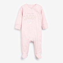 Load image into Gallery viewer, Pink/White 2 Pack Mummy And Daddy Elephant Sleepsuits (0mths-18mths) - Allsport